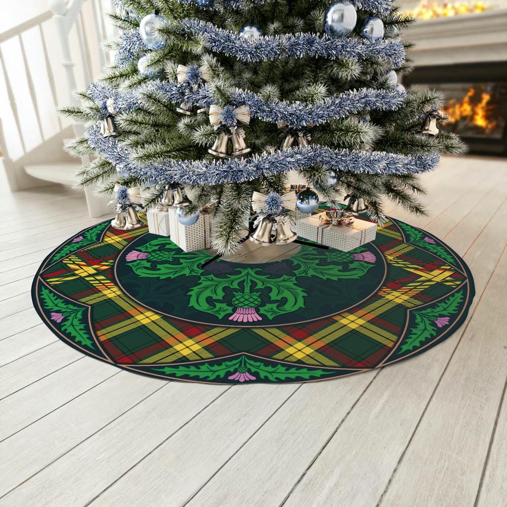 Scottish MacMillan Old Modern Tartan Christmas Tree Skirt Old Scottish Thistle Flower - Image 3