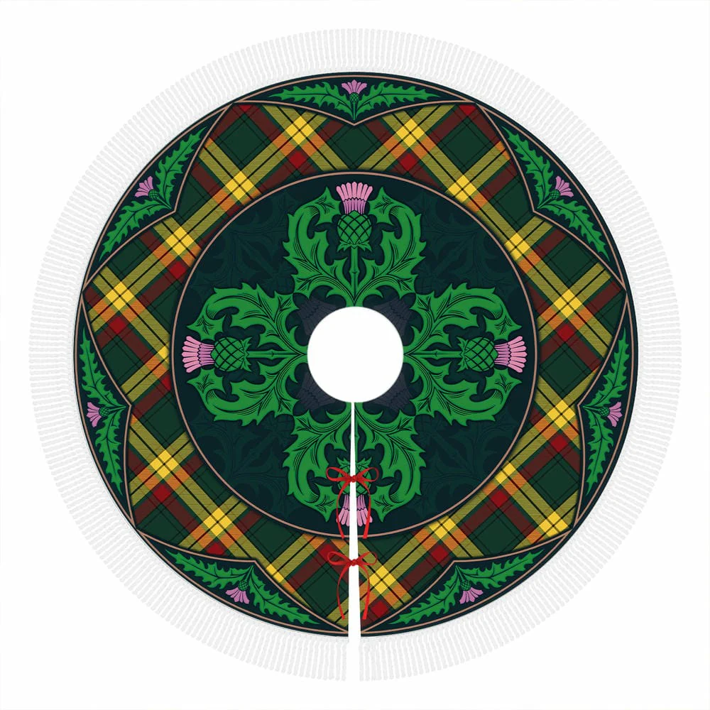 Scottish MacMillan Old Modern Tartan Christmas Tree Skirt Old Scottish Thistle Flower - Image 4