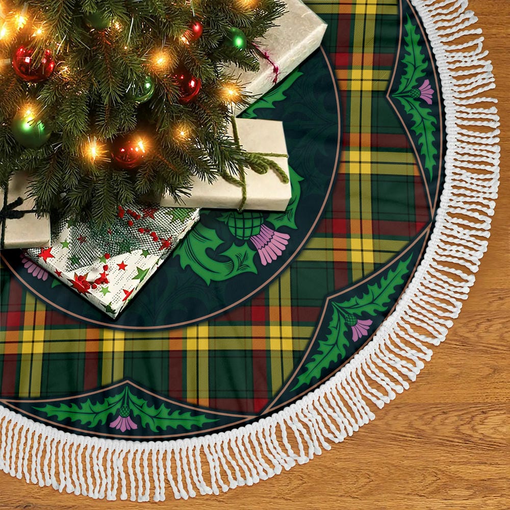 Scottish MacMillan Old Modern Tartan Christmas Tree Skirt Old Scottish Thistle Flower - Image 5