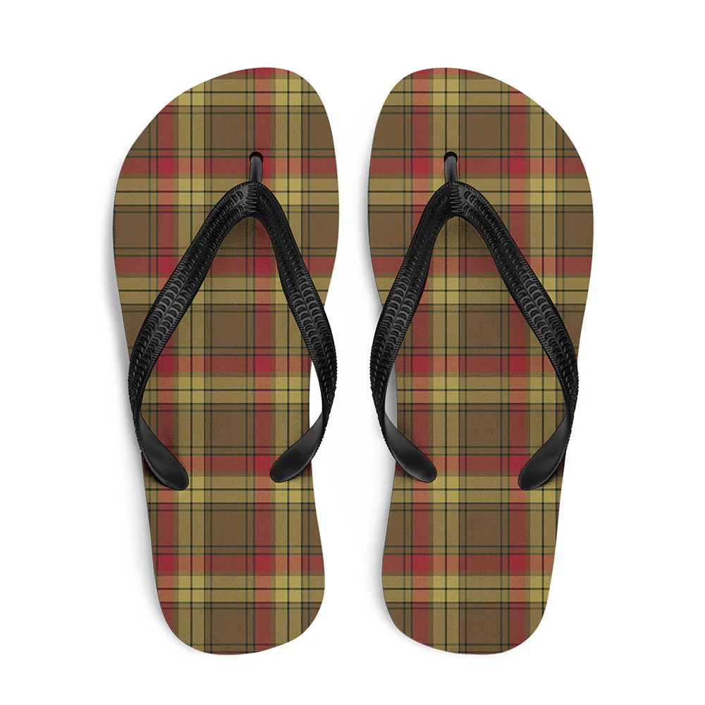 Scottish MacMillan Old Weathered Clan Badge Tartan Flip Flops