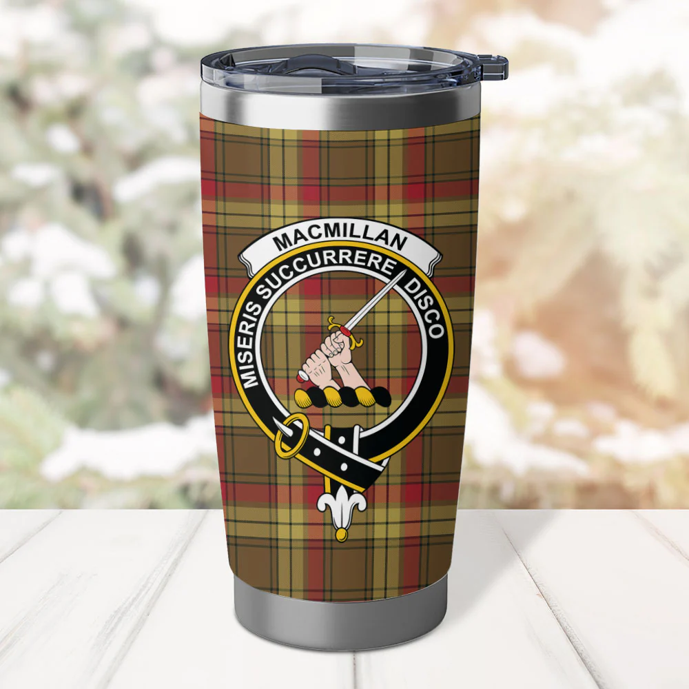 Scottish MacMillan Old Weathered Clan Badge Tartan Tumbler - Image 2