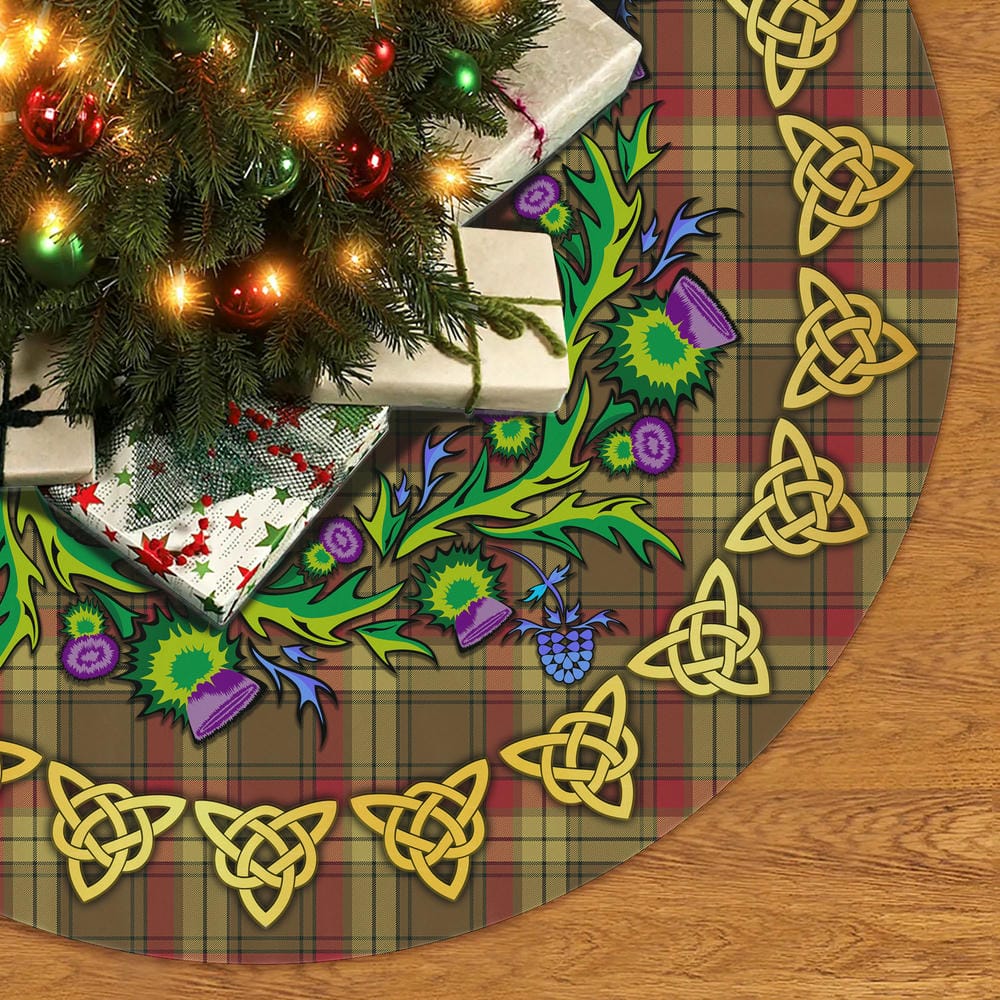 Scottish MacMillan Old Weathered Tartan Thistle Celtic Knot Christmas Tree Skirt - Image 2