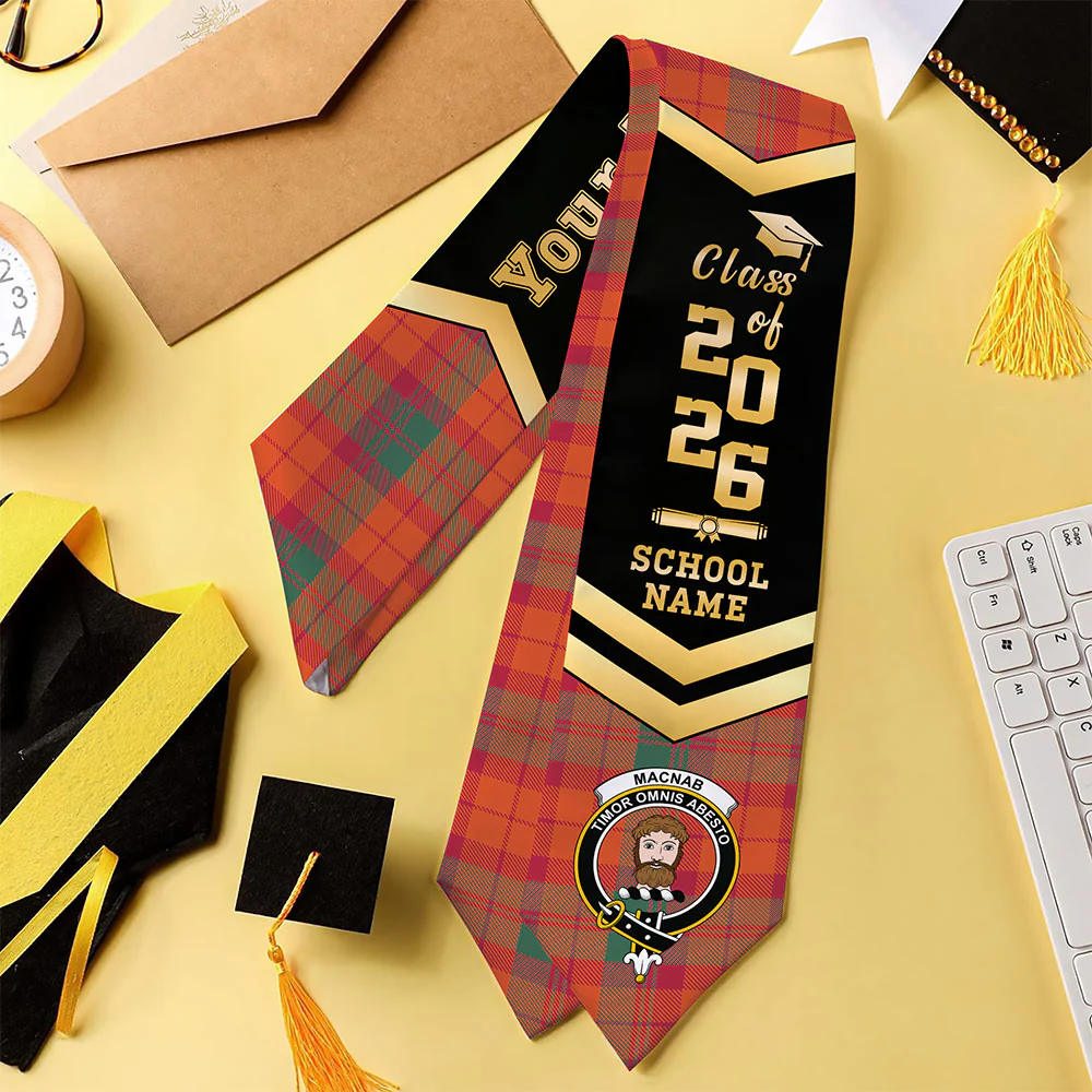 Scottish MacNab Ancient Clan Badge Tartan Graduation Stole Black Gold Honor - Image 4