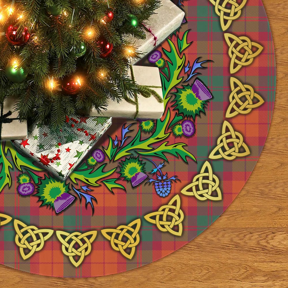 Scottish MacNab Ancient Tartan Thistle Celtic Knot Christmas Tree Skirt - Image 2