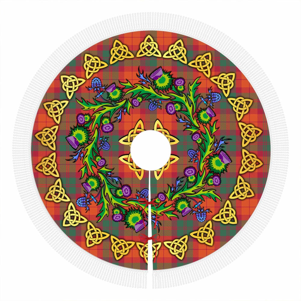 Scottish MacNab Ancient Tartan Thistle Celtic Knot Christmas Tree Skirt - Image 4
