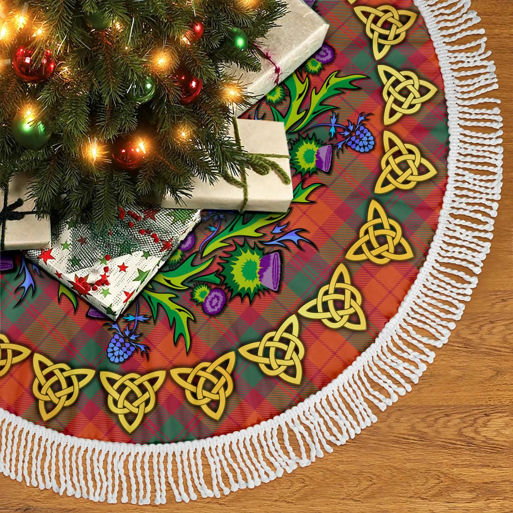Scottish MacNab Ancient Tartan Thistle Celtic Knot Christmas Tree Skirt - Image 5
