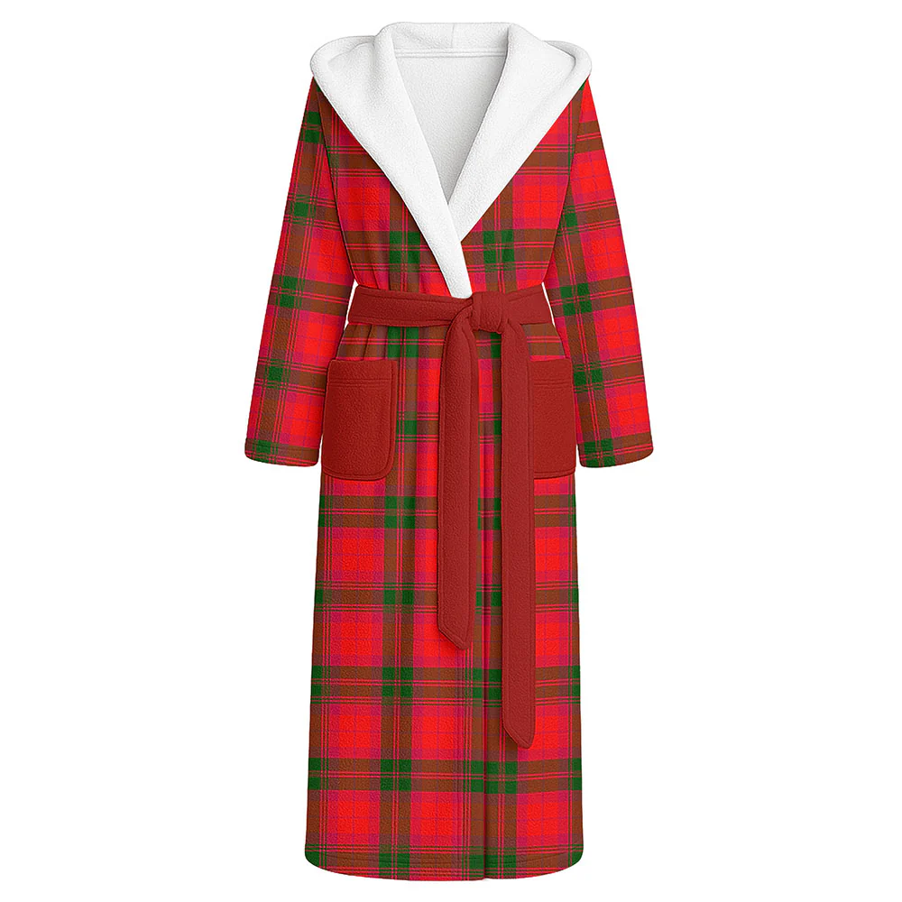 Scottish MacNab Modern Clan Badge Tartan Flannel Hooded Bathrobe