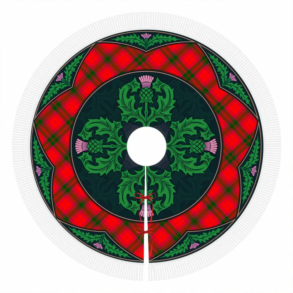 Scottish MacNab Modern Tartan Christmas Tree Skirt Old Scottish Thistle Flower - Image 4
