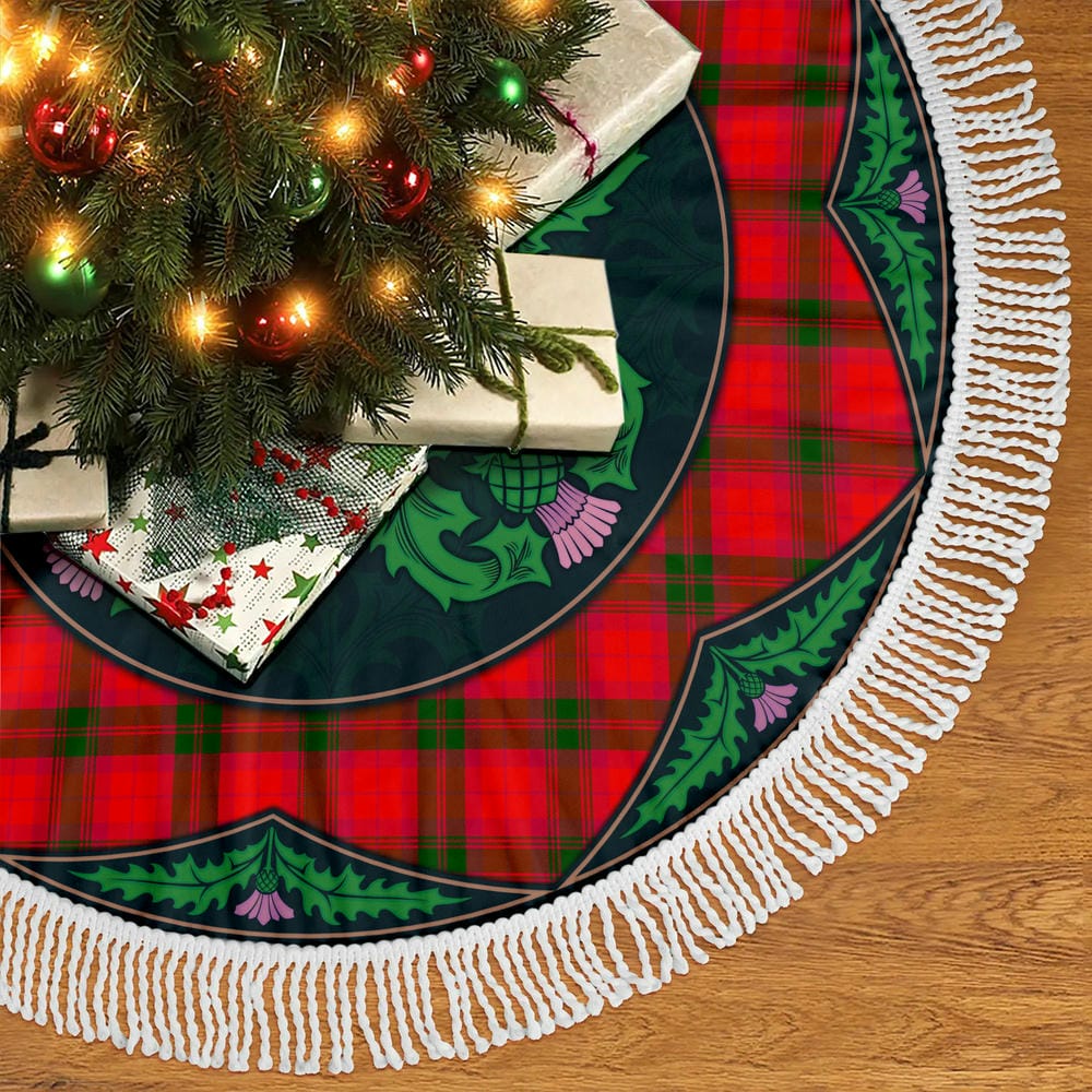 Scottish MacNab Modern Tartan Christmas Tree Skirt Old Scottish Thistle Flower - Image 5