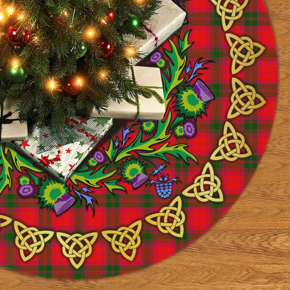 Scottish MacNab Modern Tartan Thistle Celtic Knot Christmas Tree Skirt - Image 2