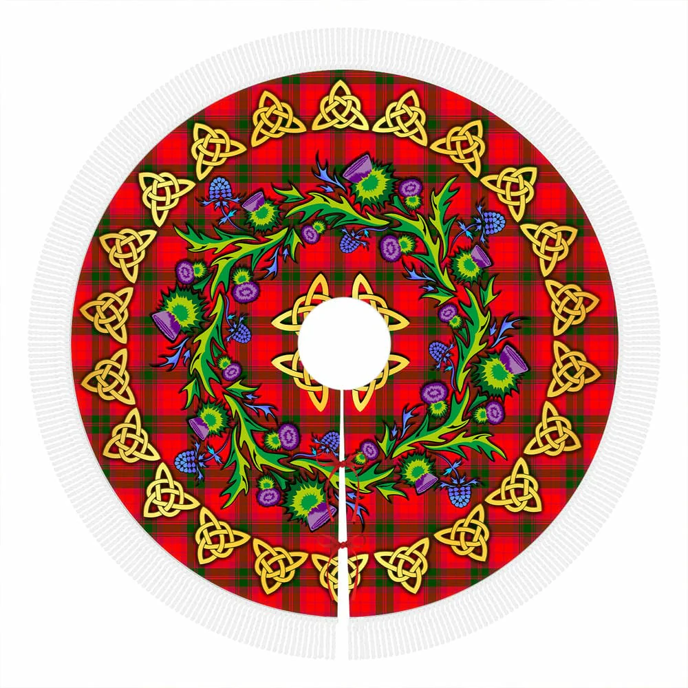 Scottish MacNab Modern Tartan Thistle Celtic Knot Christmas Tree Skirt - Image 4