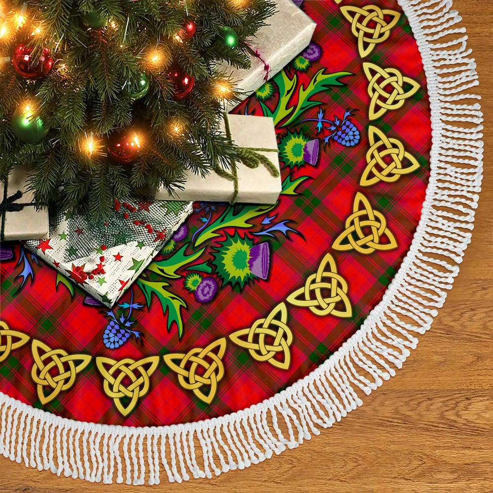 Scottish MacNab Modern Tartan Thistle Celtic Knot Christmas Tree Skirt - Image 5