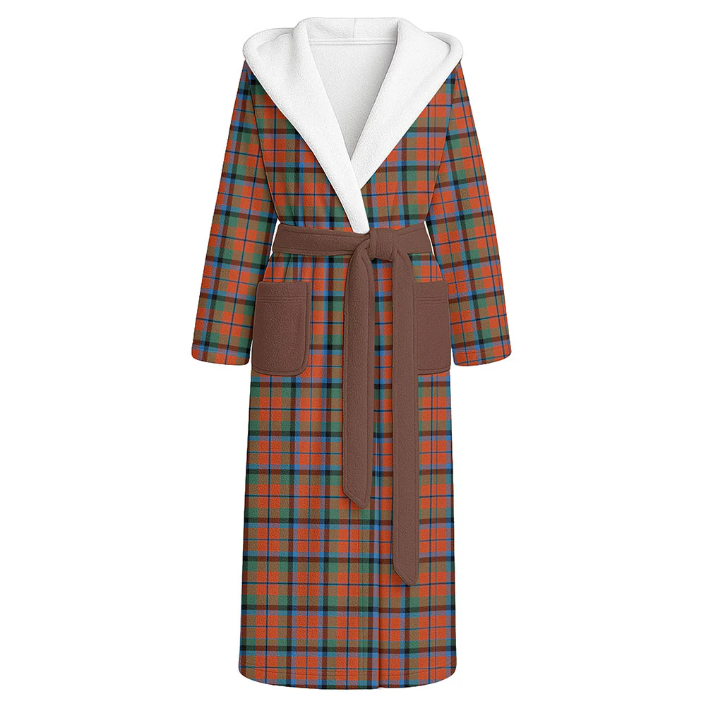 Scottish MacNaughton Ancient Clan Badge Tartan Flannel Hooded Bathrobe