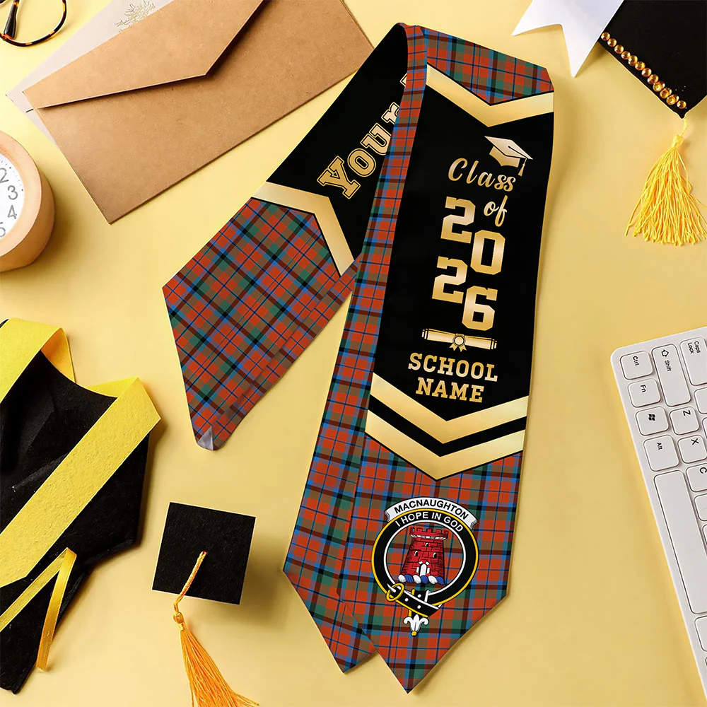 Scottish MacNaughton Ancient Clan Badge Tartan Graduation Stole Black Gold Honor - Image 4