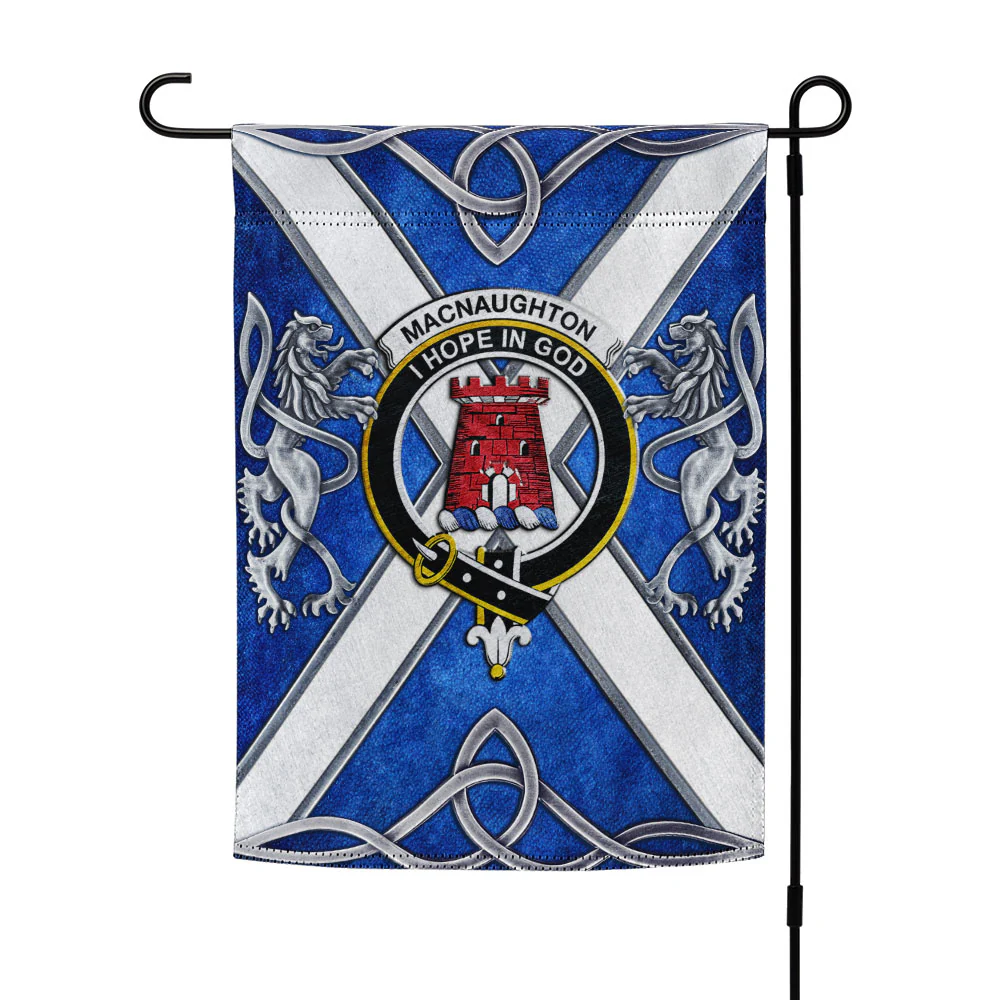 Scottish MacNaughton Clan Badge Garden Flag Silver Rampant Lion Emblem