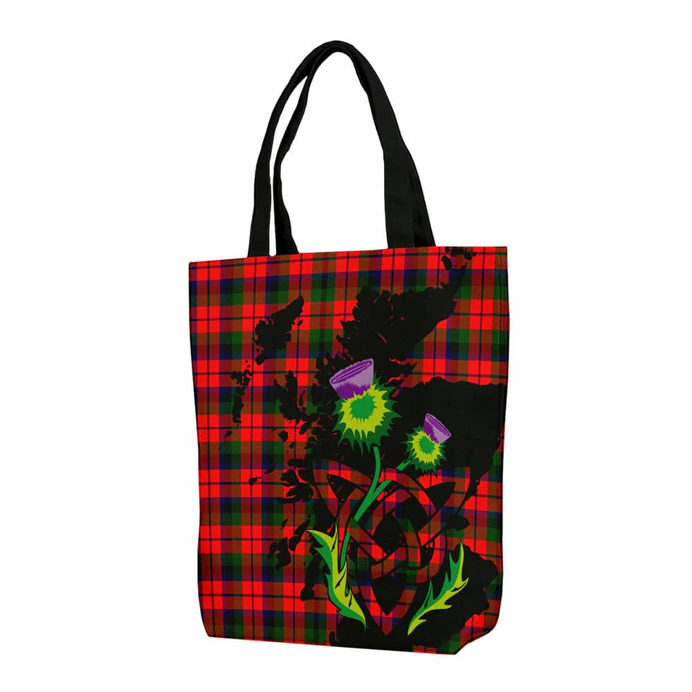 Scottish MacNaughton Modern Tartan Canvas Bag With Shoulder Strap With Thistle