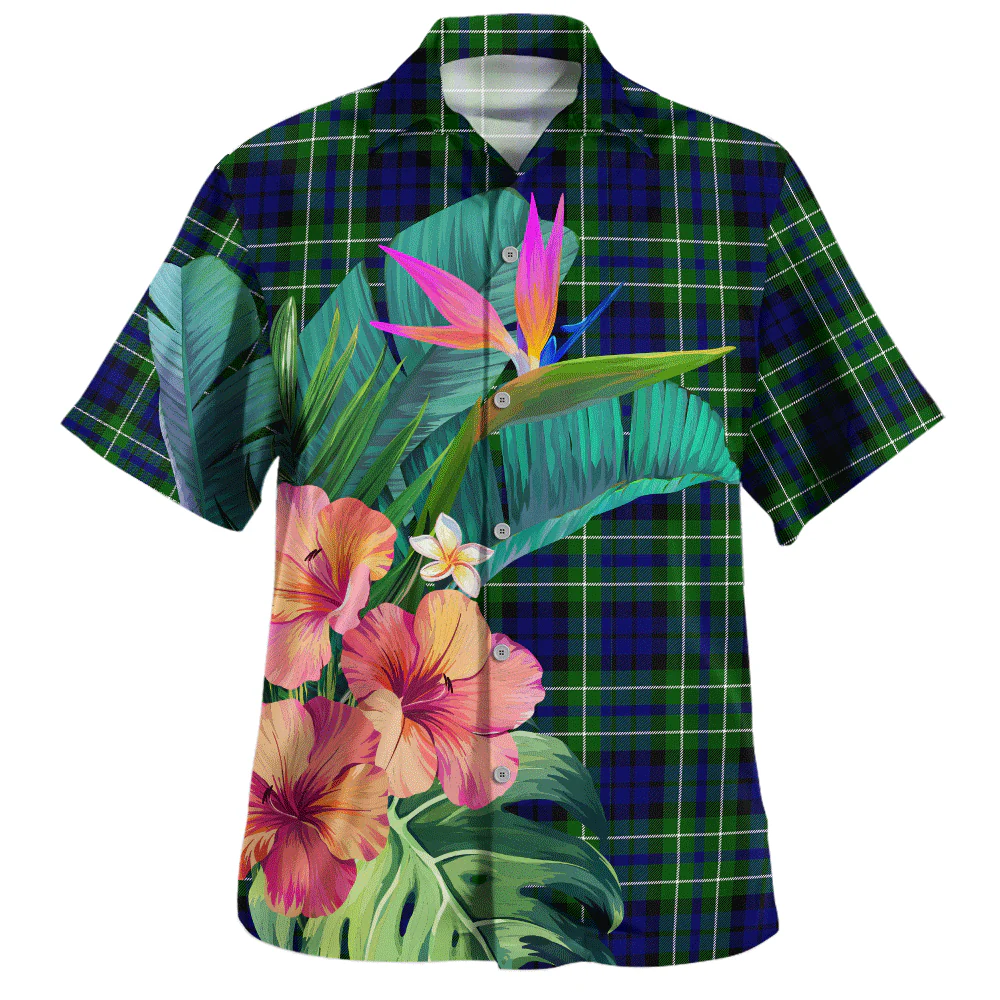 Scottish MacNeil of Colonsay Modern Clan Badge Tartan Hawaiian Shirt Bouquet Tropical Style - Image 2