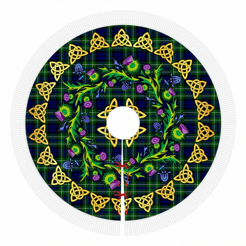 Scottish MacNeil of Colonsay Modern Tartan Thistle Celtic Knot Christmas Tree Skirt - Image 4