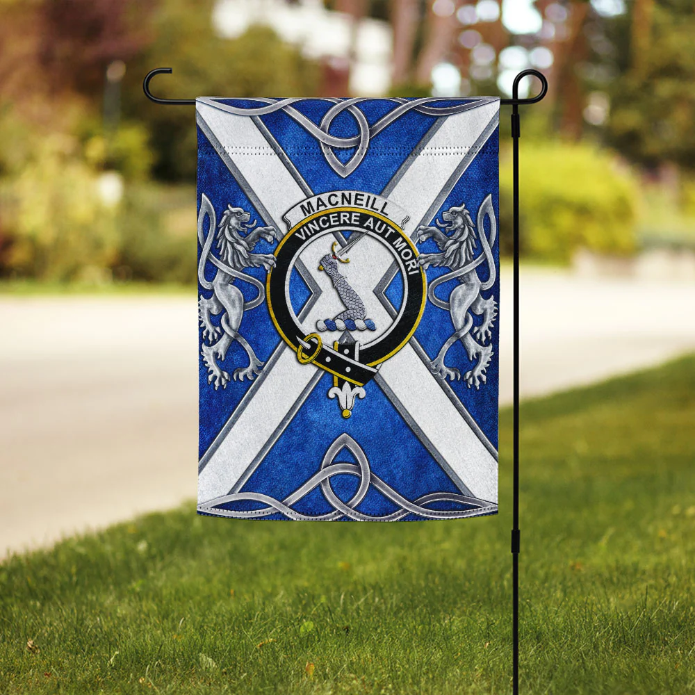 Scottish MacNeill 1 Clan Badge Garden Flag Silver Rampant Lion Emblem - Image 3