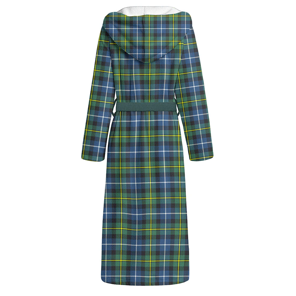 Scottish MacNeil of Barra Ancient Clan Badge Tartan Flannel Hooded Bathrobe - Image 2