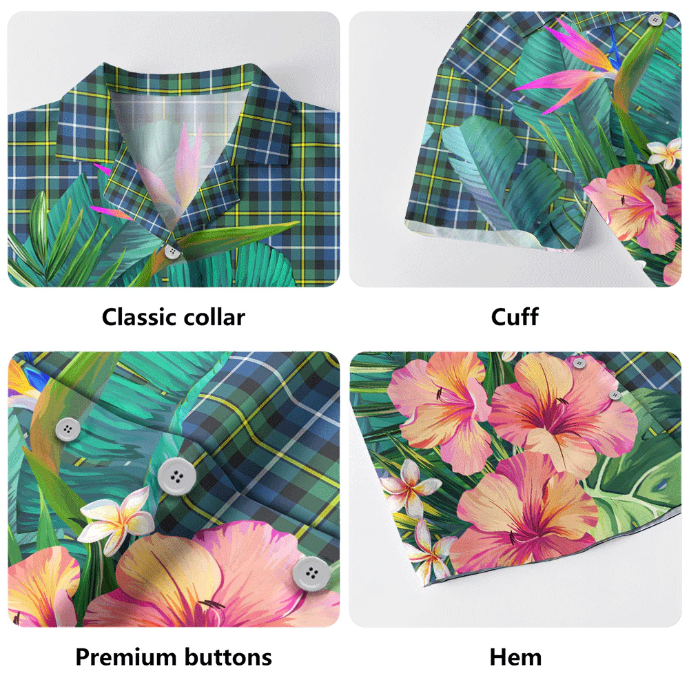 Scottish MacNeil of Barra Ancient Clan Badge Tartan Hawaiian Shirt Bouquet Tropical Style - Image 5