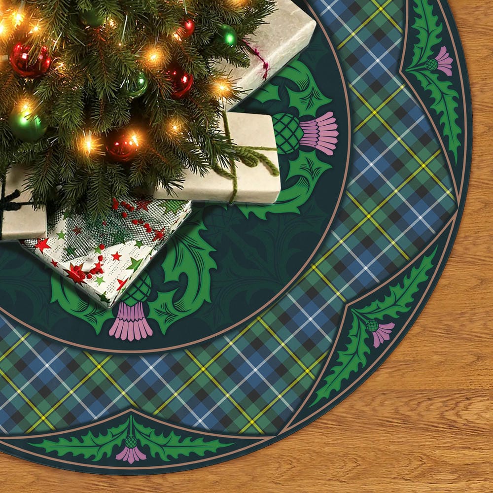 Scottish MacNeil of Barra Ancient Tartan Christmas Tree Skirt Old Scottish Thistle Flower - Image 2