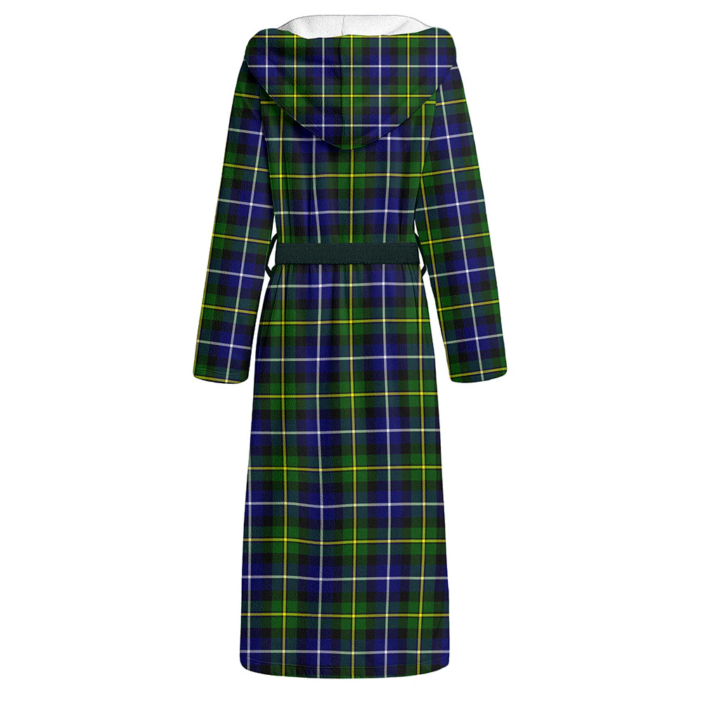 Scottish MacNeil of Barra Modern Clan Badge Tartan Flannel Hooded Bathrobe - Image 2