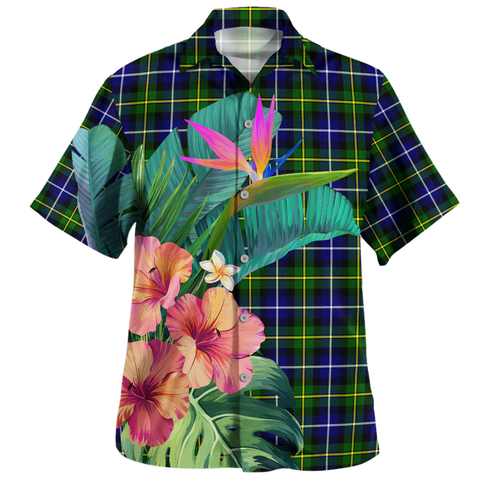 Scottish MacNeil of Barra Modern Clan Badge Tartan Hawaiian Shirt Bouquet Tropical Style - Image 2