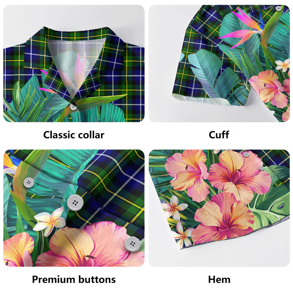 Scottish MacNeil of Barra Modern Clan Badge Tartan Hawaiian Shirt Bouquet Tropical Style - Image 5