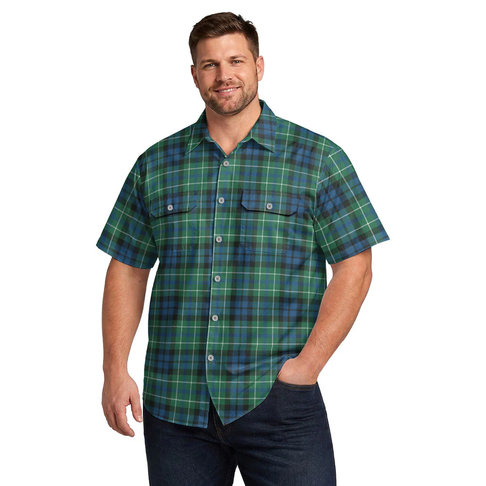 Scottish MacNeill of Colonsay Ancient Clan Badge Tartan Short Sleeve Work Shirt - Image 4