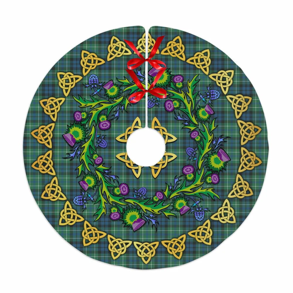 Scottish MacNeill of Colonsay Ancient Tartan Thistle Celtic Knot Christmas Tree Skirt