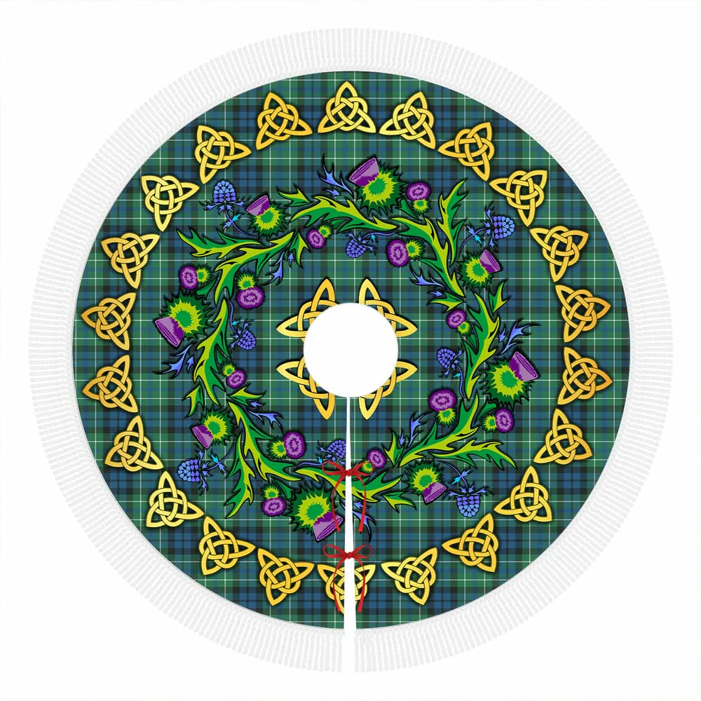 Scottish MacNeill of Colonsay Ancient Tartan Thistle Celtic Knot Christmas Tree Skirt - Image 4