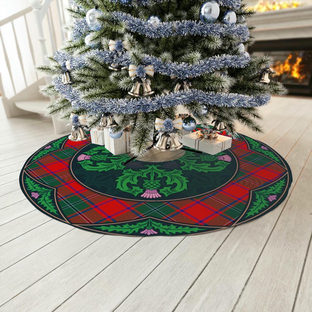 Scottish MacPhail Tartan Christmas Tree Skirt Old Scottish Thistle Flower - Image 3