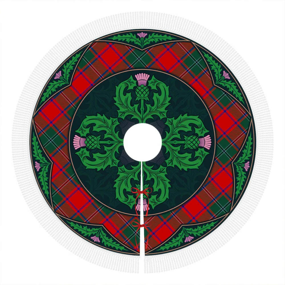 Scottish MacPhail Tartan Christmas Tree Skirt Old Scottish Thistle Flower - Image 4