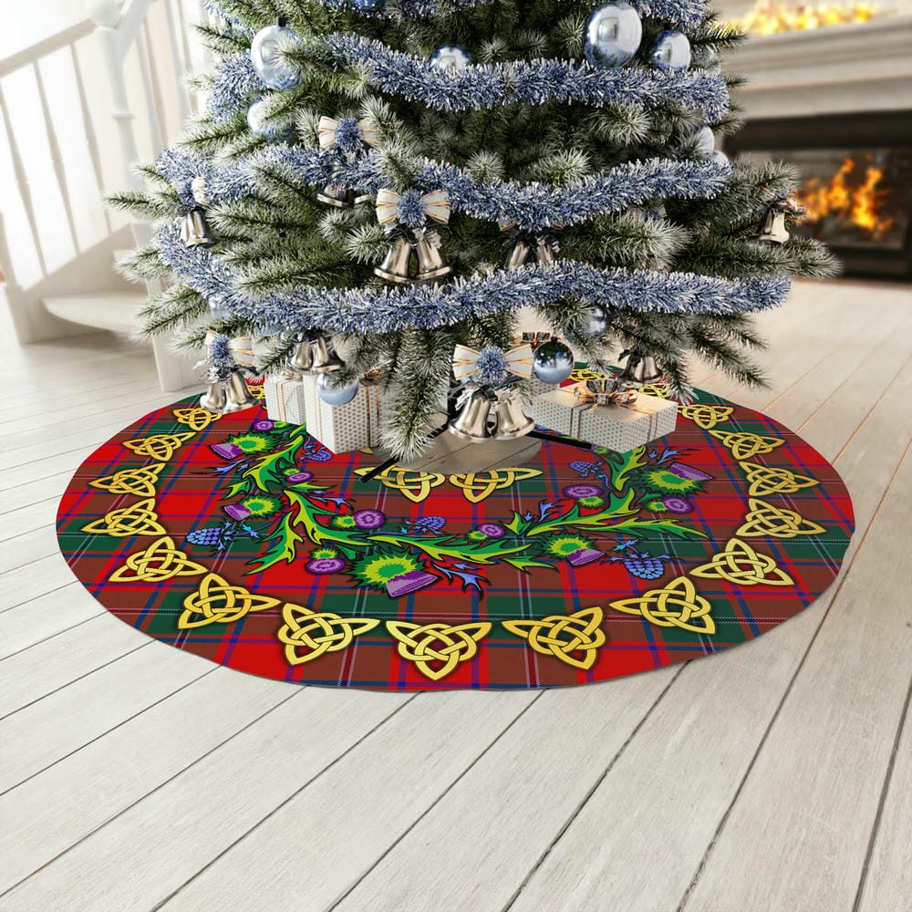 Scottish MacPhail Tartan Thistle Celtic Knot Christmas Tree Skirt - Image 3