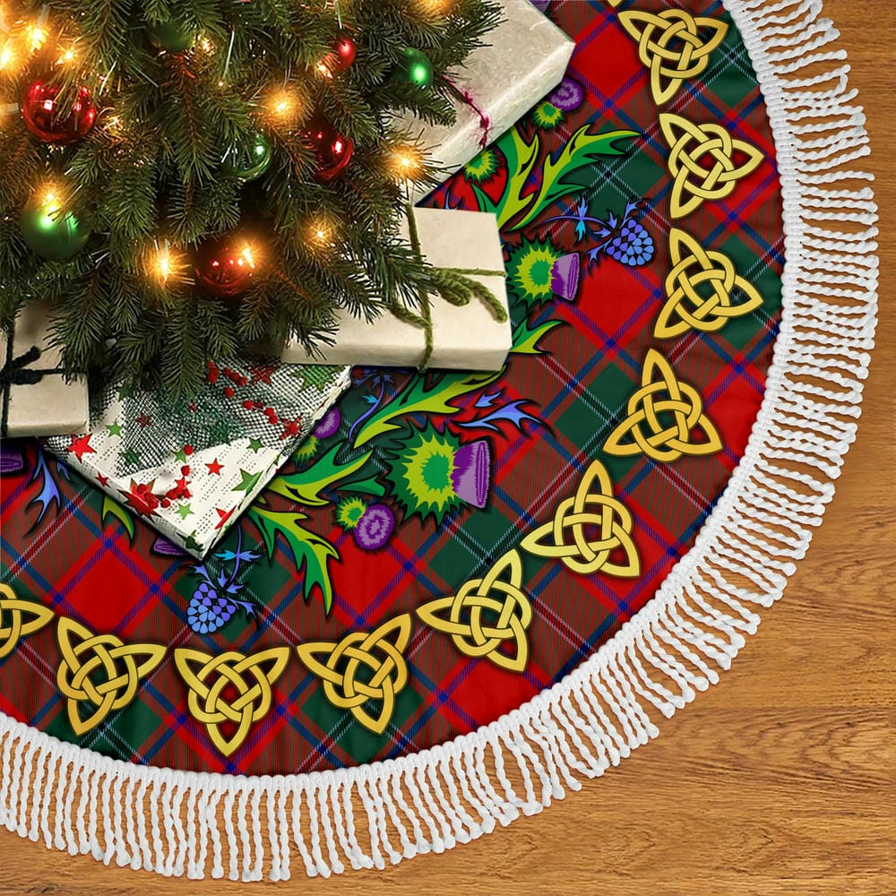 Scottish MacPhail Tartan Thistle Celtic Knot Christmas Tree Skirt - Image 5