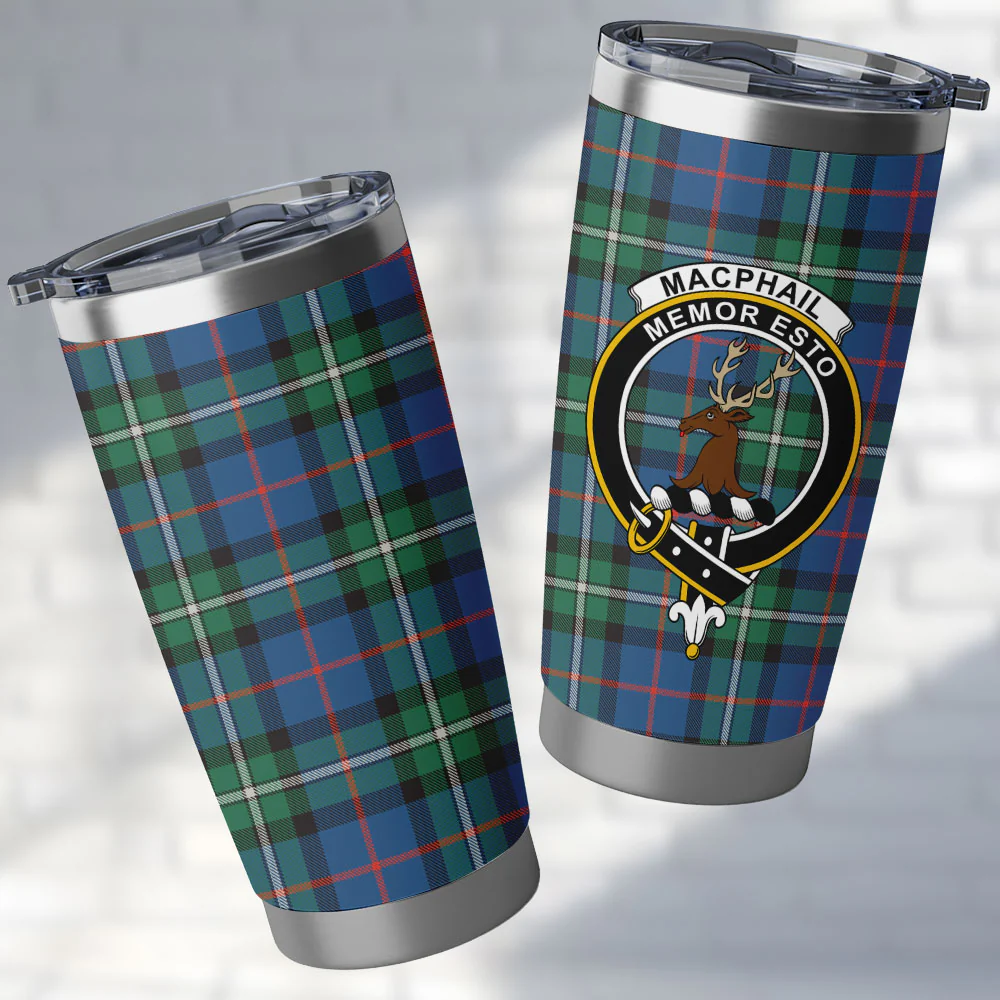 Scottish MacPhail Hunting Ancient Clan Badge Tartan Tumbler