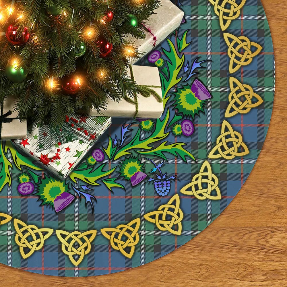 Scottish MacPhail Hunting Ancient Tartan Thistle Celtic Knot Christmas Tree Skirt - Image 2