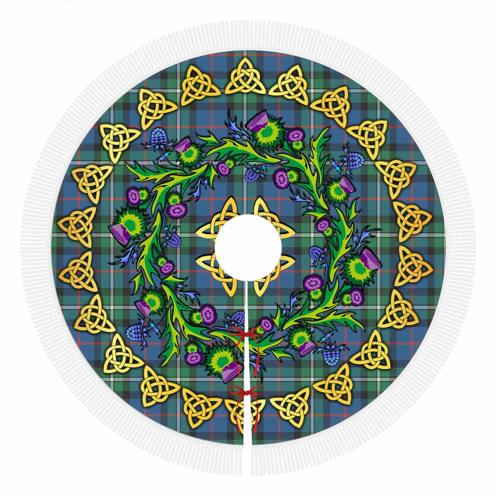 Scottish MacPhail Hunting Ancient Tartan Thistle Celtic Knot Christmas Tree Skirt - Image 4