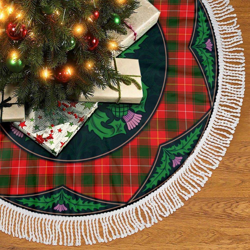 Scottish MacPhee Modern Tartan Christmas Tree Skirt Old Scottish Thistle Flower - Image 5