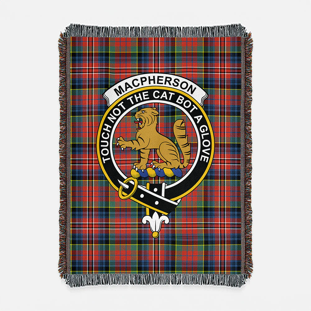 Scottish MacPherson Ancient Clan Badge Tartan Woven Blanket - Image 2