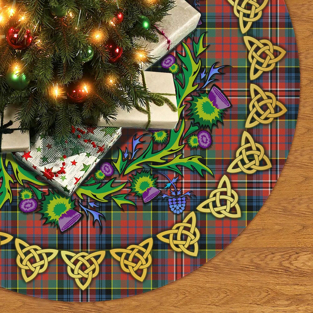 Scottish MacPherson Ancient Tartan Thistle Celtic Knot Christmas Tree Skirt - Image 2