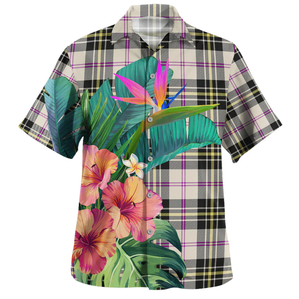 Scottish MacPherson Dress Ancient Clan Badge Tartan Hawaiian Shirt Bouquet Tropical Style - Image 2