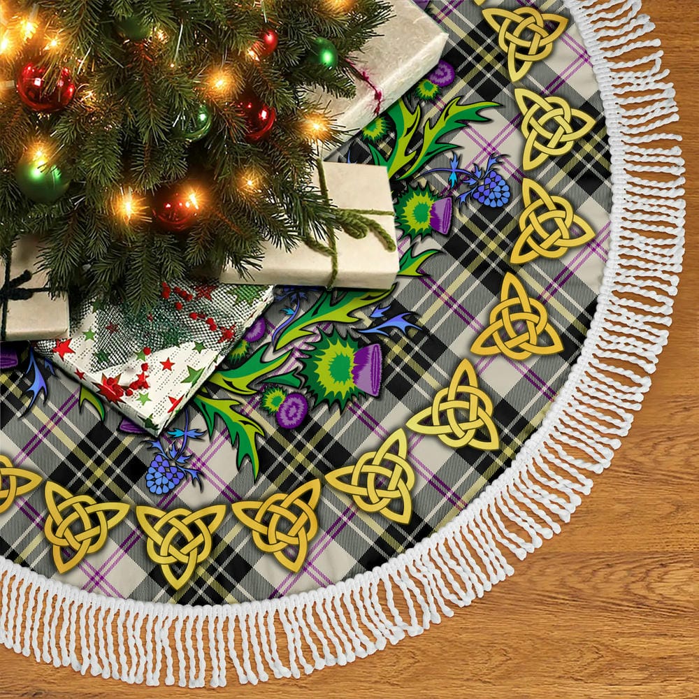 Scottish MacPherson Dress Ancient Tartan Thistle Celtic Knot Christmas Tree Skirt - Image 5