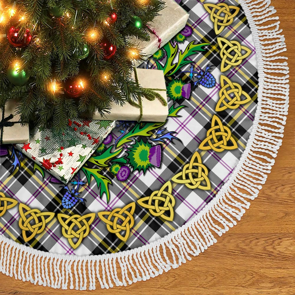 Scottish MacPherson Dress Modern Tartan Thistle Celtic Knot Christmas Tree Skirt - Image 5