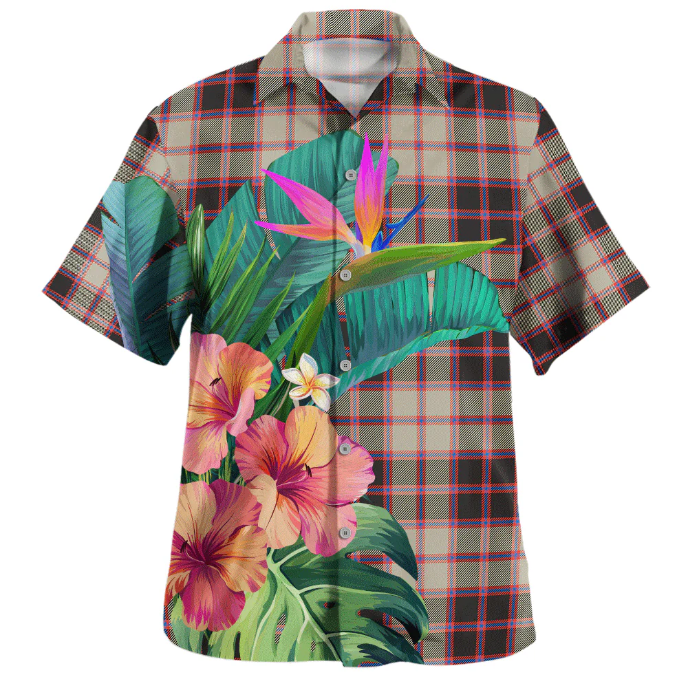 Scottish MacPherson Hunting Ancient Clan Badge Tartan Hawaiian Shirt Bouquet Tropical Style - Image 2