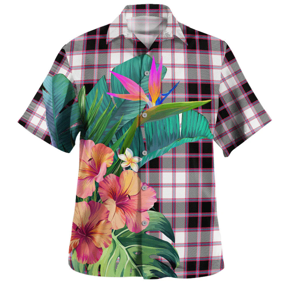 Scottish MacPherson Hunting Modern Clan Badge Tartan Hawaiian Shirt Bouquet Tropical Style - Image 2