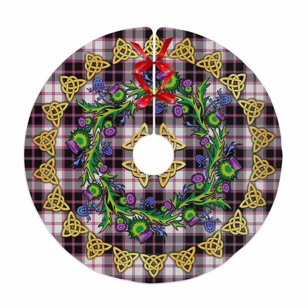 Scottish MacPherson Hunting Modern Tartan Thistle Celtic Knot Christmas Tree Skirt