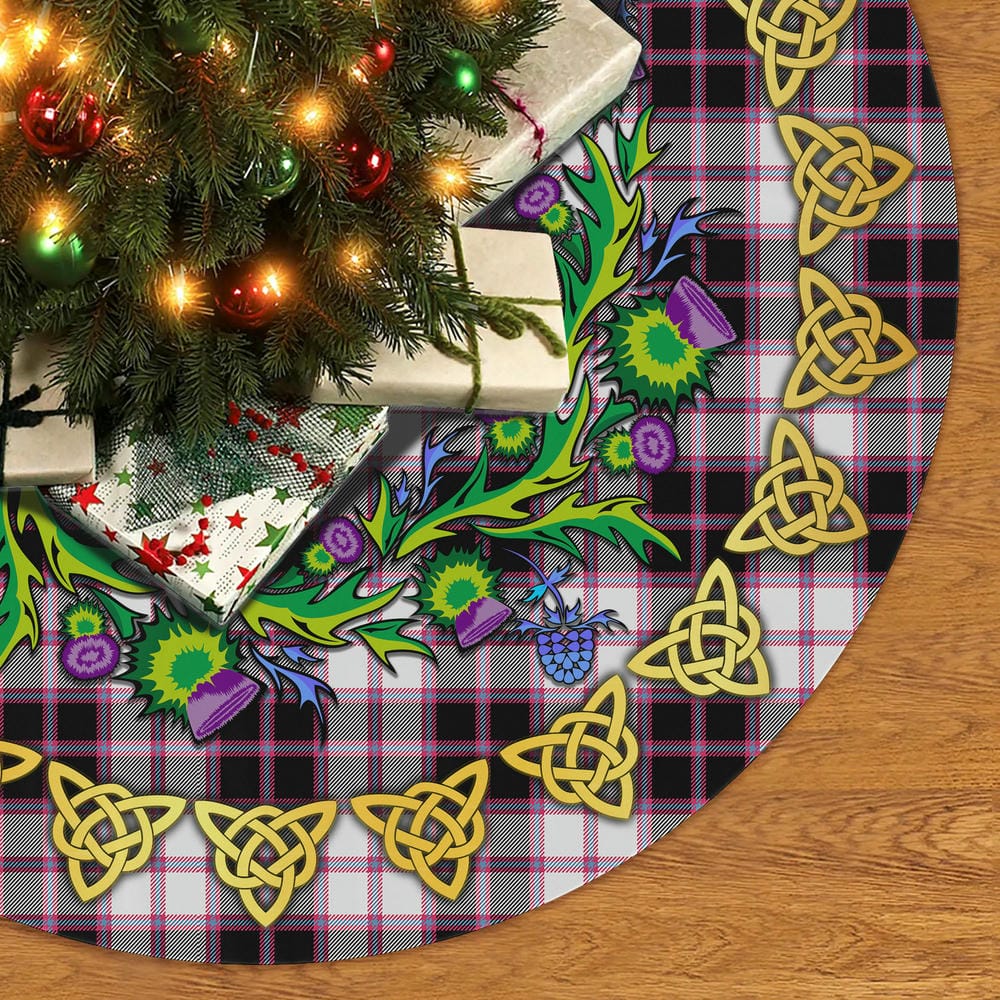 Scottish MacPherson Hunting Modern Tartan Thistle Celtic Knot Christmas Tree Skirt - Image 2