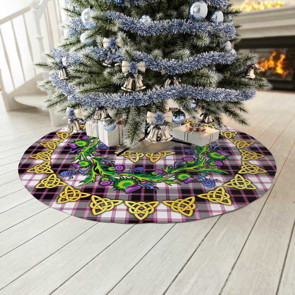 Scottish MacPherson Hunting Modern Tartan Thistle Celtic Knot Christmas Tree Skirt - Image 3